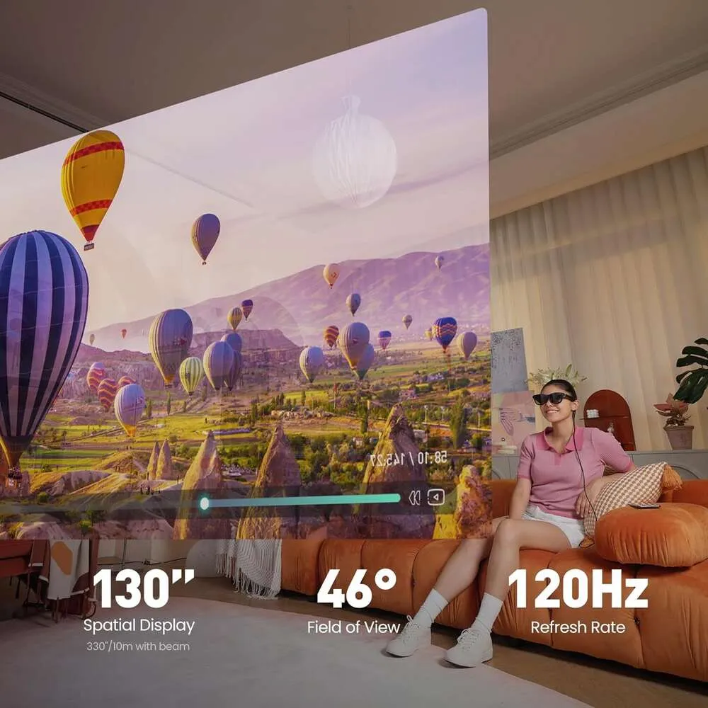 Xreal Air 2 AR -Brille - 32 Zoll tragbares Display -Bildschirm - bequem den ganzen Tag - 72 g - 120 Hz - 1080p - perfekt für Spiele, Streaming und Arbeit.Smart Gläses TV Projector Monitor.