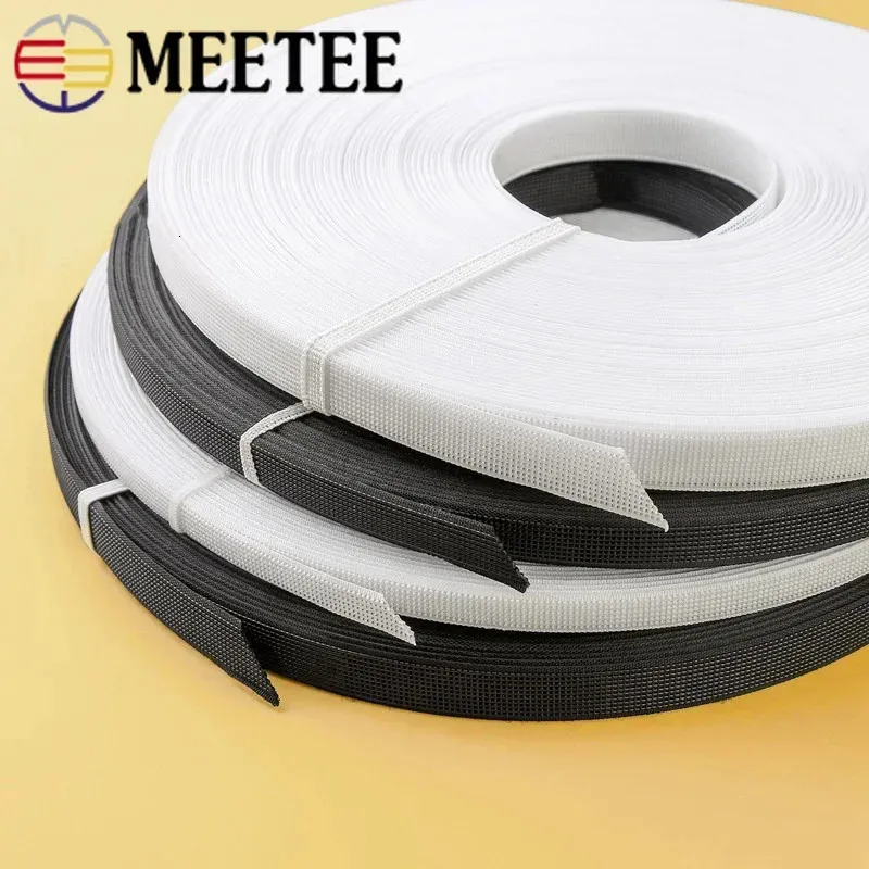 50Yards Meetee 6-15mm Plastic Boning Black White for Bras DIY Corset Wedding Dress Making Sewing Accessories Bone Support Tape 240426