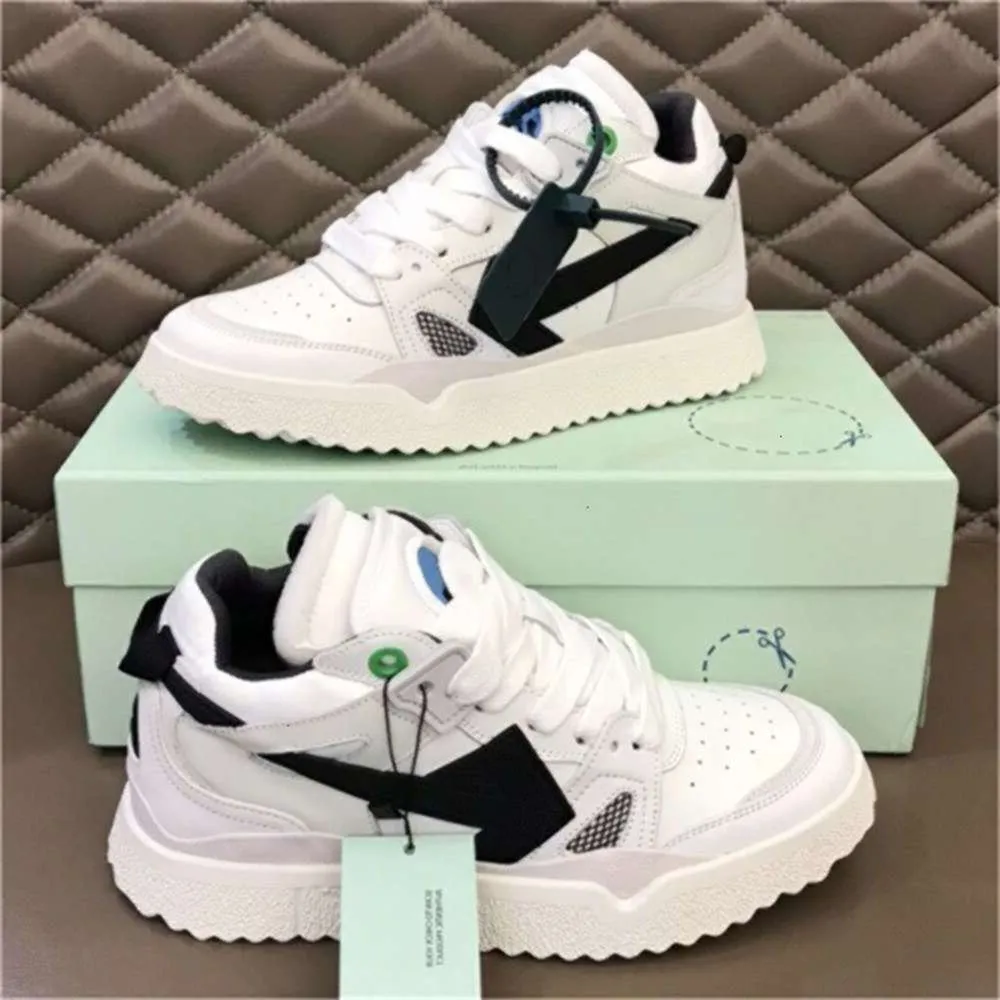 Mid-Top Men shoes OUT OF OFFICE Sneakers with Black Arrows on Both Sides Rubber Sole White Lace-Up Strap Mens Womens Sneakers Fashion Trend