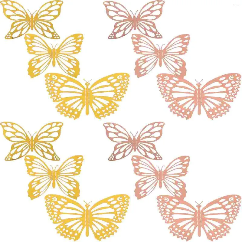 Fleurs décoratives 48 PCS 3D Papillons décalcomanies Fleur Butfly Decors Hollow Out for Wall DIY Petits autocollants Ornement de papier