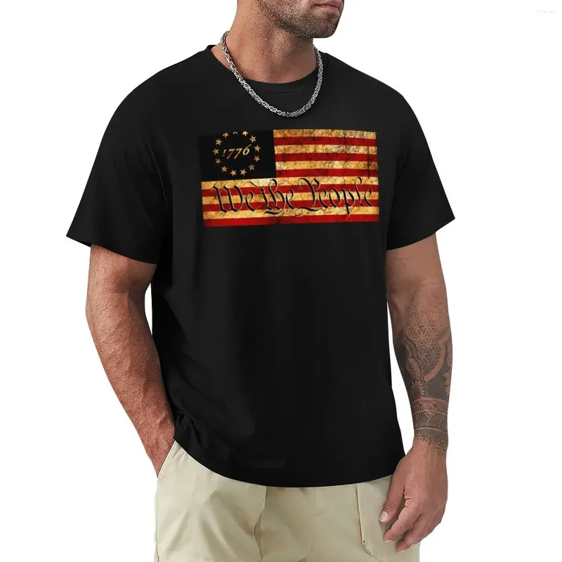 Herren-Tanktops 1776 We the People Us Flag-visuell gealtert und verzweifelt T-Shirt Edition T-Shirt Schwarze Hemden für Männer Pack