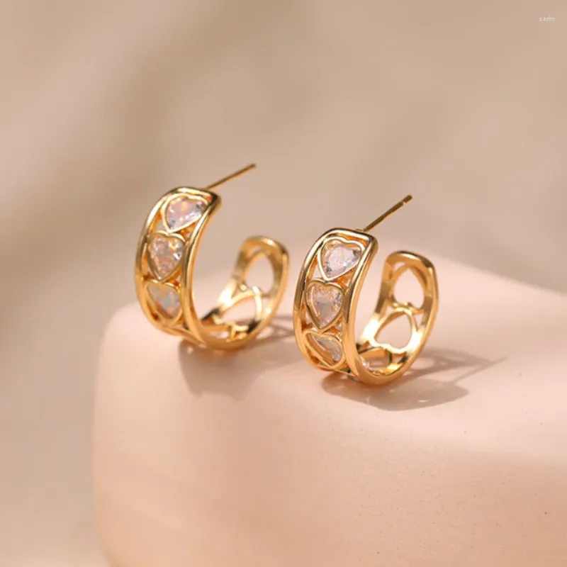 Orecchini per borchie mkopsz oro colore geometrico in metallo c forma per donne alla moda zircone orecchini zircone gioielli per le feste di nozze accessori per feste di nozze