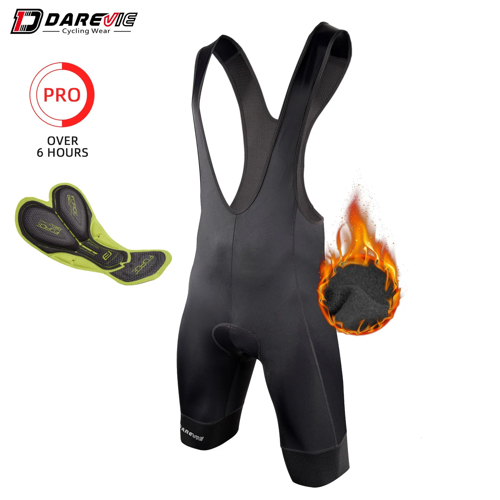 Darevie winter thermal cycle bib shorts mens gel pad 6 hours mens bicycle shorts with 7cm holder suitable for 5-15 winter warmth 240425
