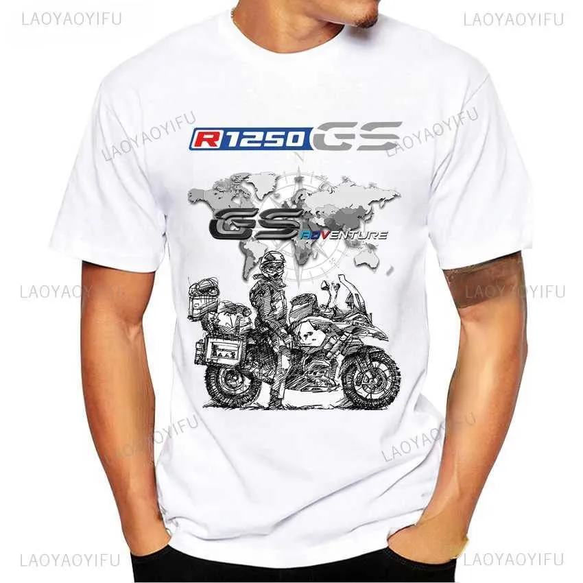 T-shirt maschile T-shirt stampato in moto Short Slve Cotton T Case per R1200GS R1250 GS Adventure Tshirt Overlander Ride Travel Tops T240425
