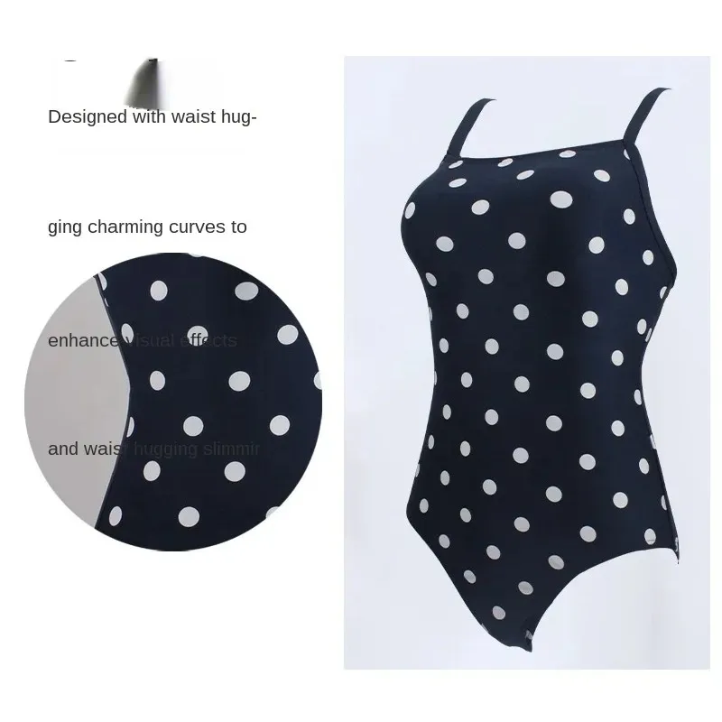 Donne da bagno a nuoto retro europeo e brangolo americano a pois bianco di grandi dimensioni Donne a costumi da bagno monopezzo