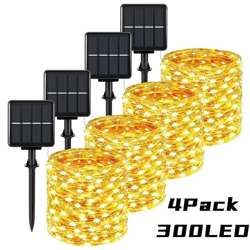 Decorações 32m Solar LED LED Light Outdoor Festoon Led Lamp Garden Solar Garden Outdoor Impermeável Fada Camping Garland String Decoração de Natal