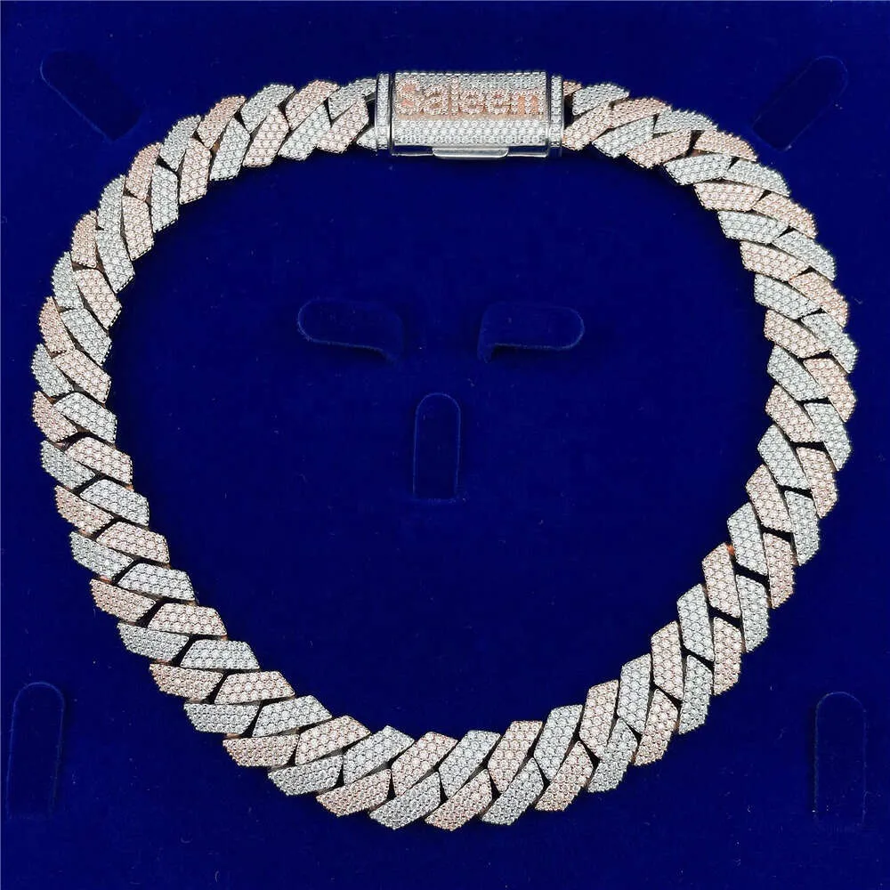 Gold plated personalizzato Iced Out Men S925 Cuban Link Chain 15mm VVS Moissanite Diamond Hip Hop Gioielli