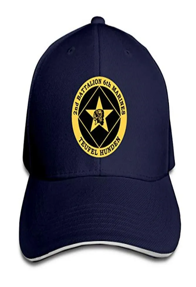 第2大隊第6海兵隊野球キャップ調整可能なピークサンドイッチハットユニセックス男性女性野球スポーツ屋外HIPHOP CAP7625102