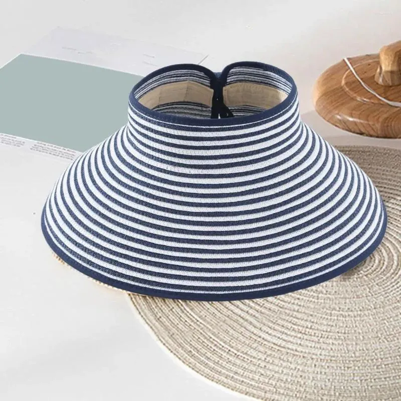 Boinas de chapéu de praia dobrável Brim Brim for Women Cap listrado com jardinagem UV