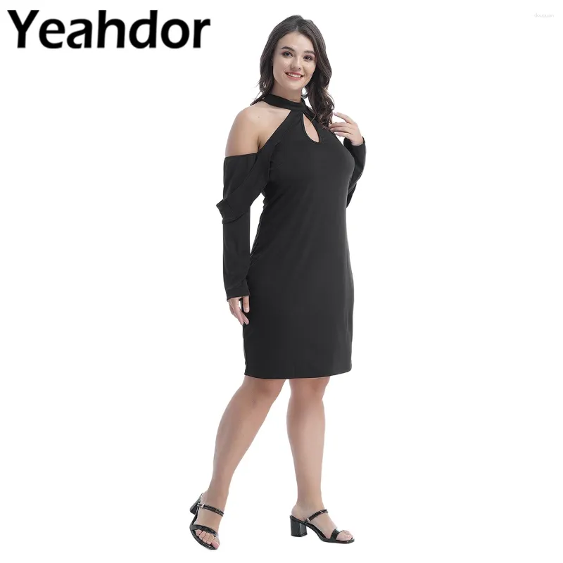 Casual Dresses 2024 Women Plus Size Summer Mini Desses Halter Off Shoulder Long Sleeve Ruffles Elegant Dress For Party Wedding Office