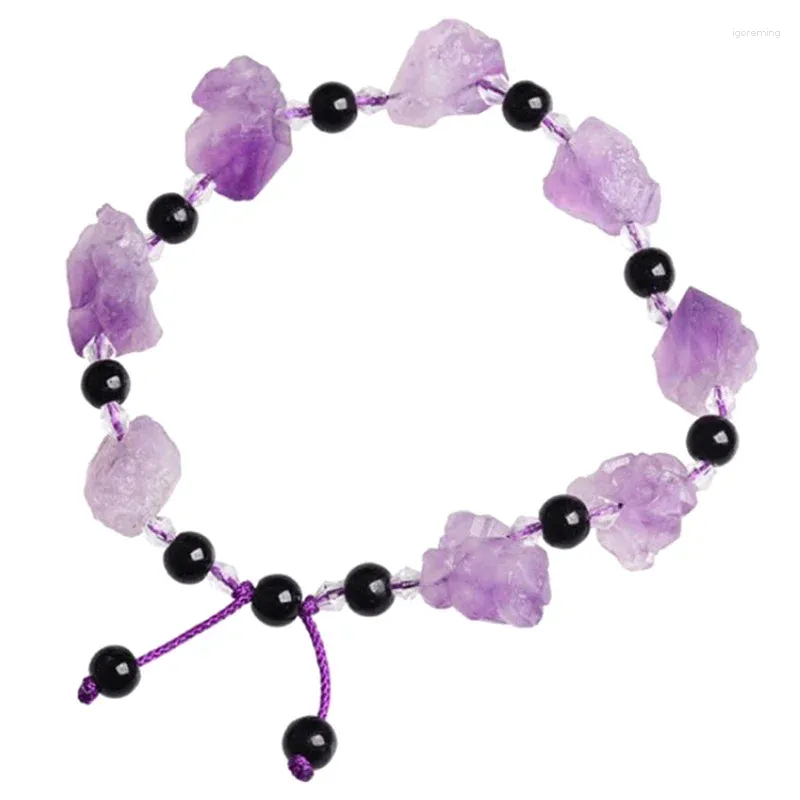 Strand 1st Fashionabla och romantisk naturlig Amethyst Original Stone DIY Oregelbunden form Lady Armband God vän Versatila smycken