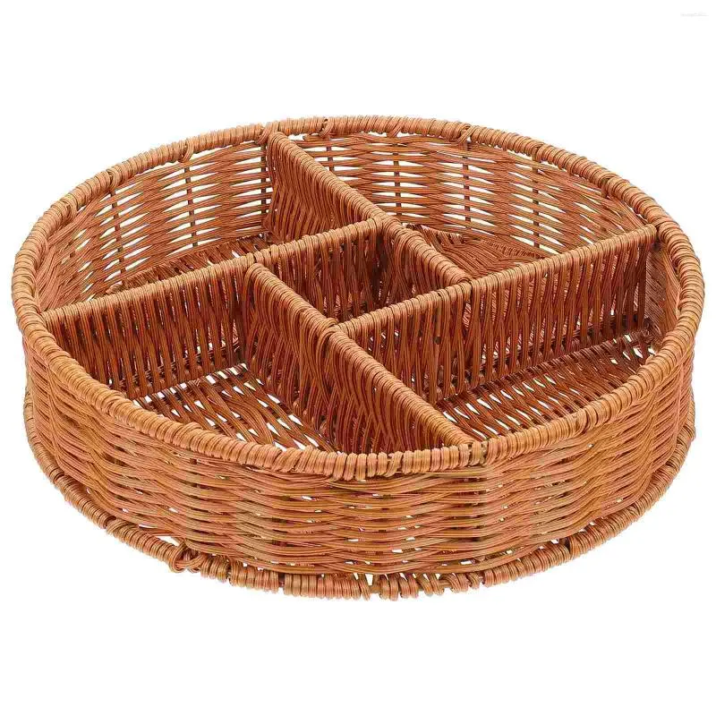 Dijkartikelen Sets Rattan Breakfast Tray geweven opbergdoos kerstschotel display mand