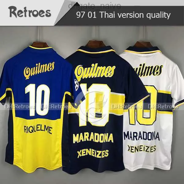 1997 98 Retro Classic Boca Juniors 2001 Boca Junior Retro piłka nożna #10 Roman #9 Palermo Diego Maradona Riquelme Football Shirt