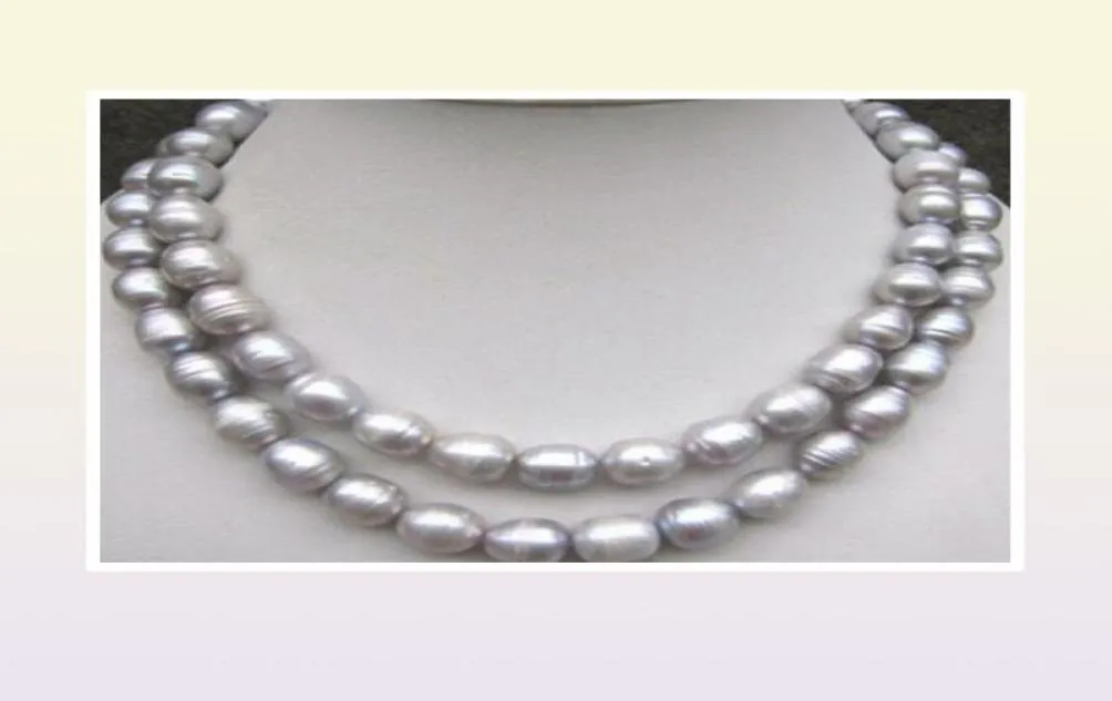 Beau collier de perle argent gris tahitien 910 mm 32 quot96722971909811