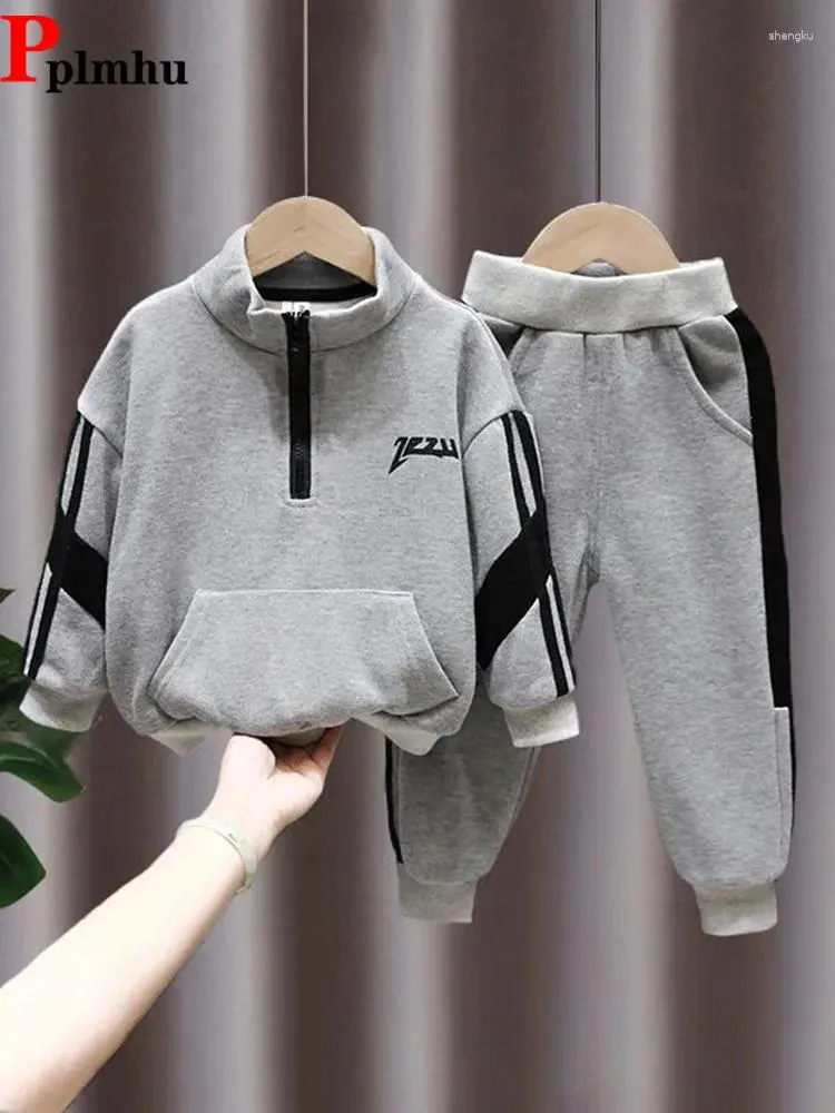 Ensembles de vêtements Spring Fall 2 pièces Set Boys Malf Zipper Sweat-shirt Tenue Baggy Casual Kids Papant Ensemble Fashion Children Children Tracksuit