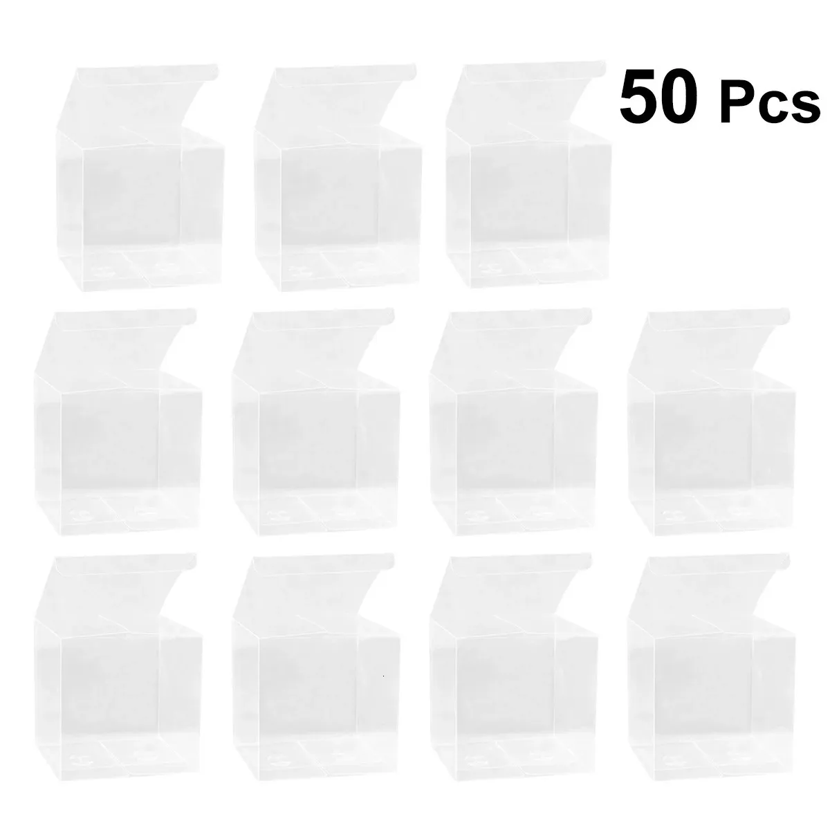 50pcs Transparent Plastic Gift Box PVC Box Gift Packaging Wedding Birthday Celebration Baby Shower Box Party Supplies 240426