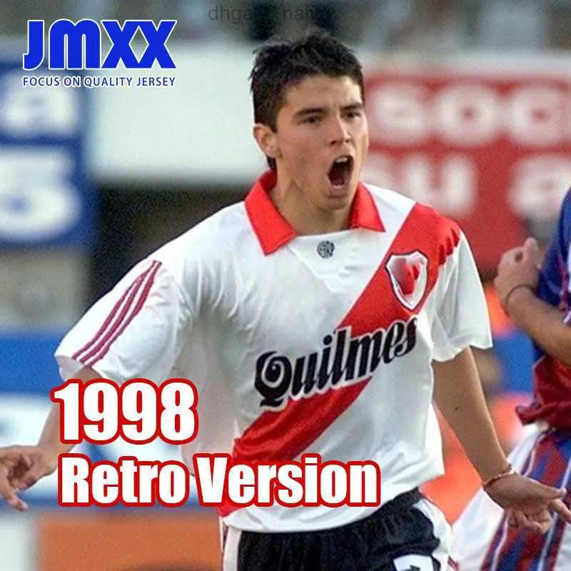 JMXX 98-99 River Plaka Retro Futbol Formaları Evden uzakta Erkek Üniformaları Jersey Man Futbol Gömlek 1998 1999 Fan Versiyonu