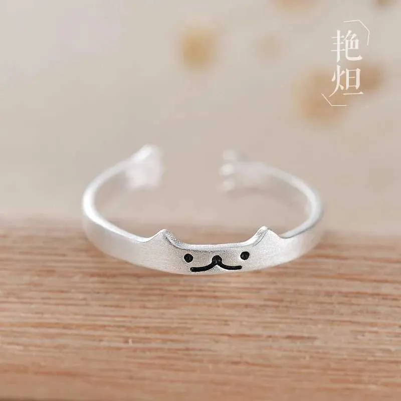 Band Rings Boho Creative Style Cat Rings for Women Adjustable Size Rings Fashion Charm Jewelry Wholesale Q240427