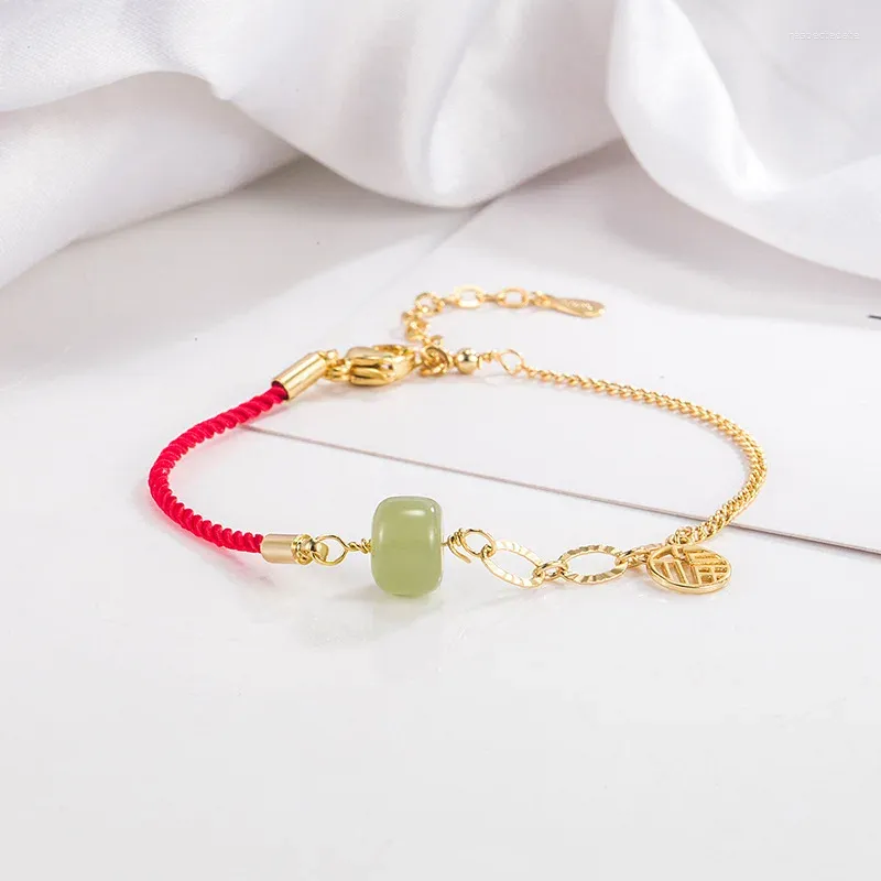 Link braccialetti ventfille oro color giada hetiana per donna asimmetria rossa corda giuntura vintag regalo di compleanno vintag goccia