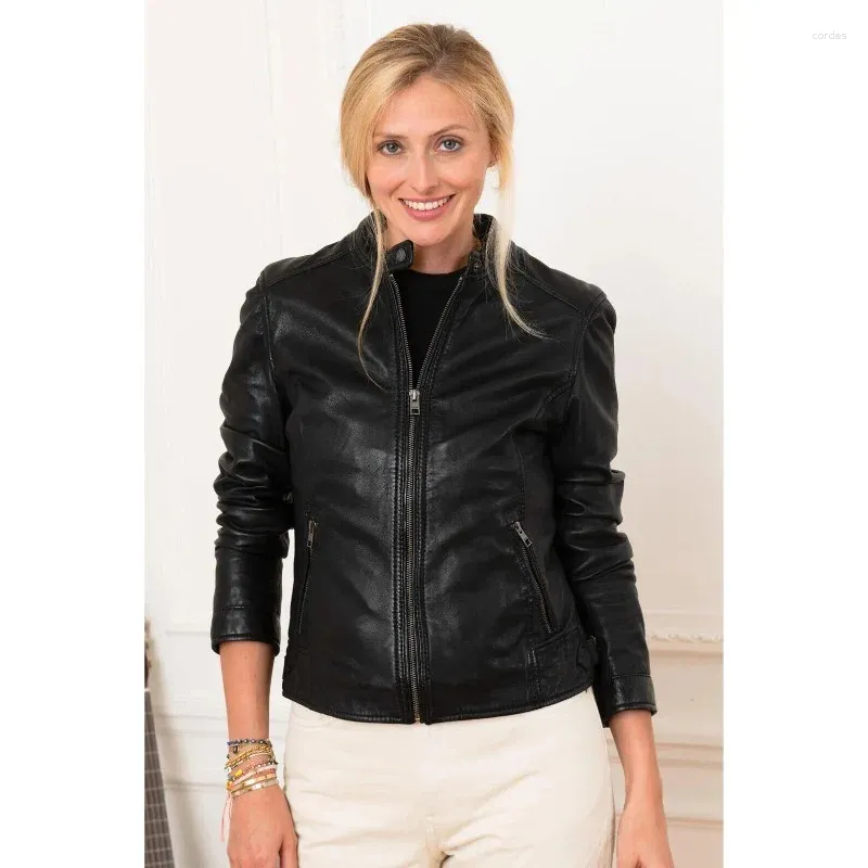 Women's Jackets & Girls Genuine High Quality Lambskin Leather Biker Jacket