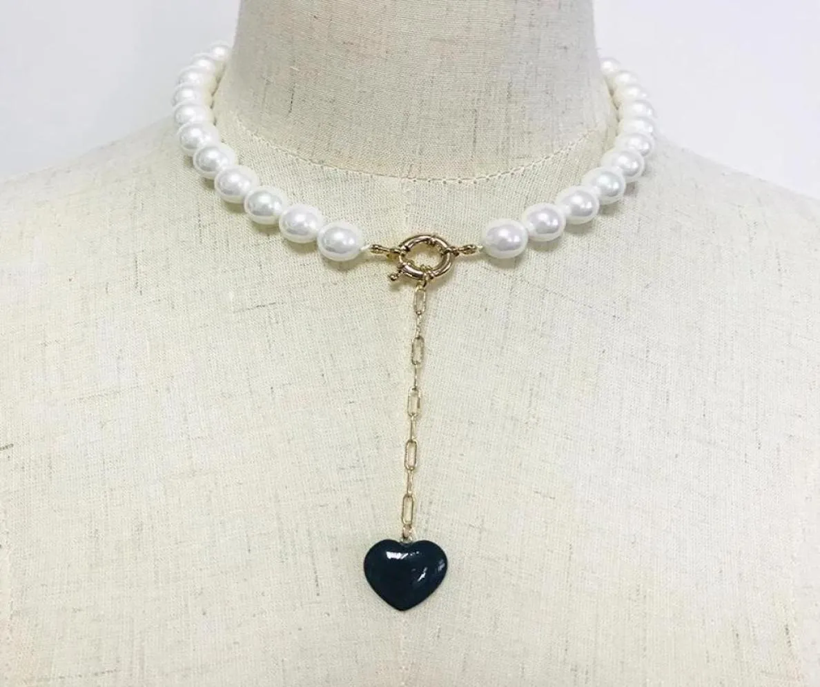 Collana di perle d'acqua dolce fatta a mano gioielli a collo corto gioielli in pietra nera Pendant Banchet Wedding Women Aggiungi accessori per vestiti glamour NE1826769