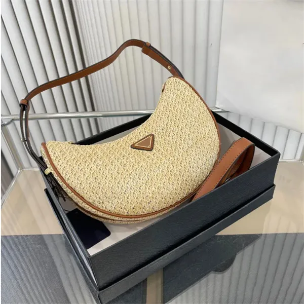 Designerka torba słomka trójkąt księżycowa mobilna portfel damska torebka pod pachami luksusowa torba sprzęgła letni styl