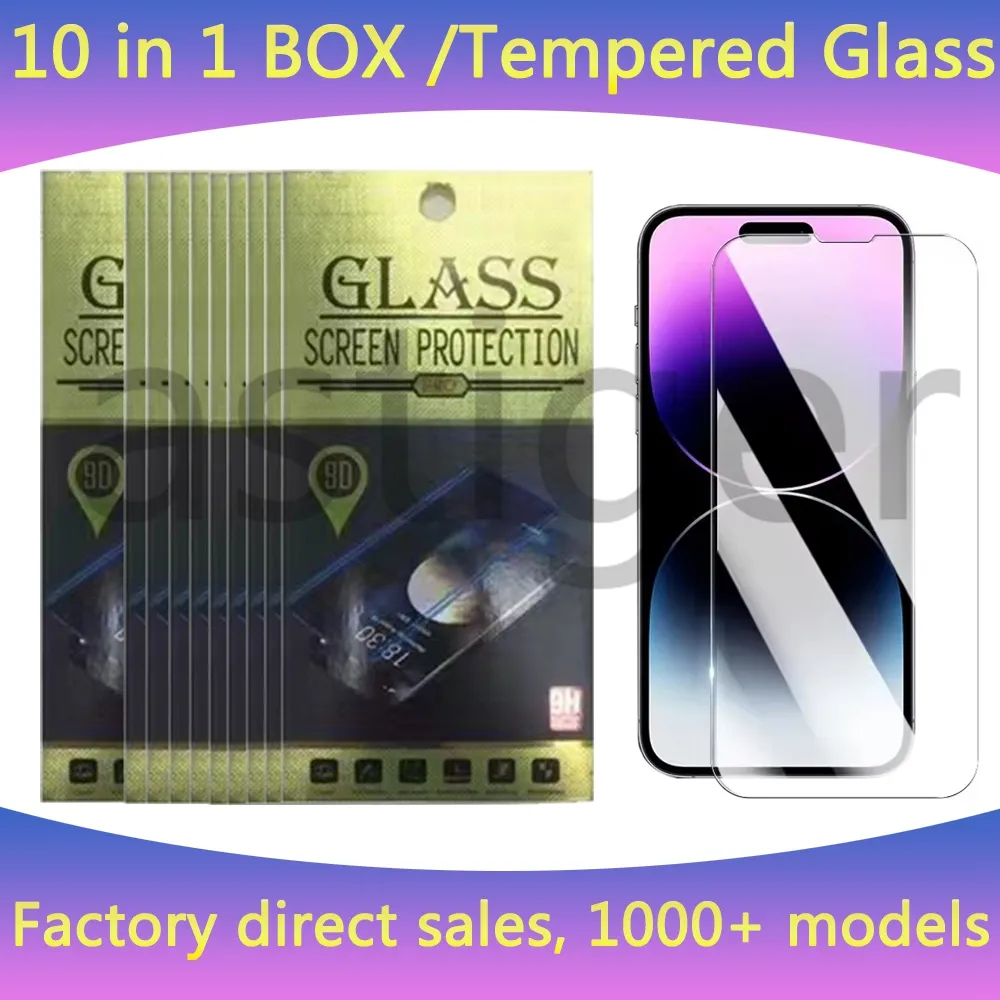 Verre tempérée du protecteur d'écran pour iPhone 15 14 13 12 Mini 11 Pro xs MAX XR 6 7 8 Plus Samsung A15 A25 A35 A55 A71 A05 Protect Film 9h 0,33 mm avec boîte de vente au détail en papier Wholesale