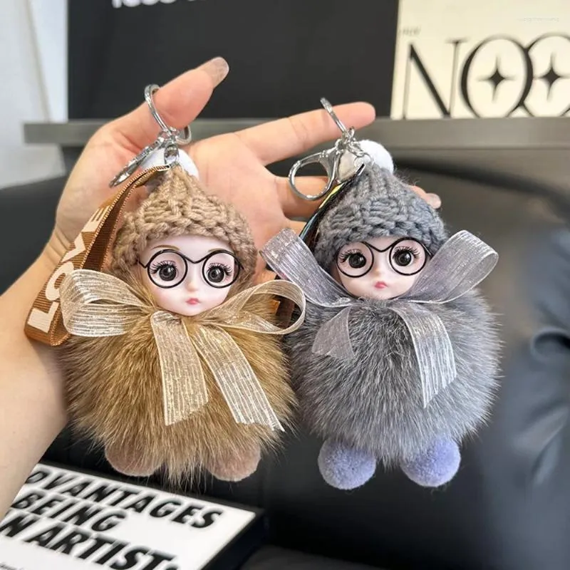 Keychains Plush Doll Pompom Sleeping Baby Keychain suave de moda suave llavero lindo bolso colgante