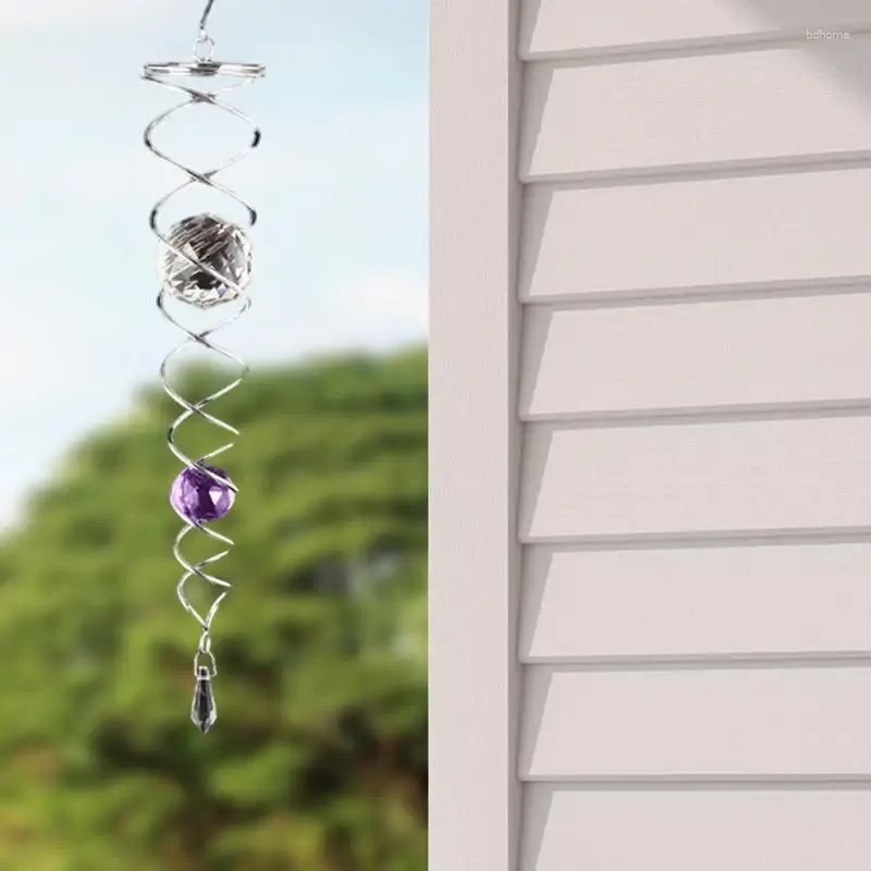 Dekorativa figurer Vindspinnare med kristallkula stirrande spiral svansmetall spinnare svivelkrok för utomhusgård