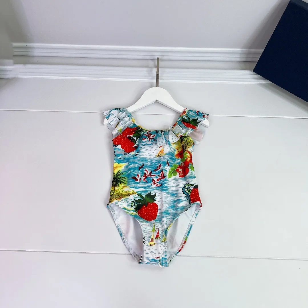 Desinger Girls Star Strawberry Stampato Swimsuit Swimsuit Summer Kids Style Hawaii Falbala Swimming Baby Bareding Abita