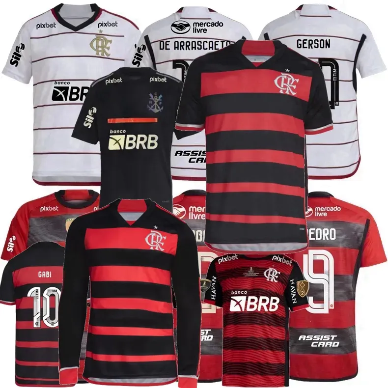 Fani gracza CR Flamengo koszulki piłkarskie 2023 2024 2025 de Arrascaeta de la Cruz Gabi B.Henrique David Luiz Diego Pedro Gerson 23 24 25 Dom na wyjazd 3 -letnia koszula piłkarska 4xl 4xl 4xl