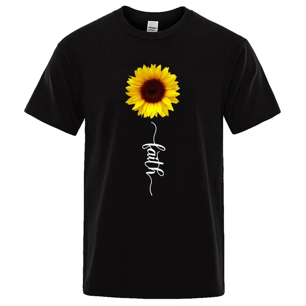 The Sunflower of Hope Beauty Print Men Women Tees Shashion Marca de moda Socina S-XXXL Camisas de gran tamaño Camiseta de manga regular 240424