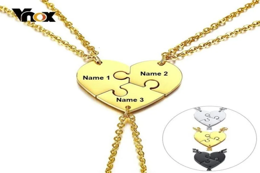 Vnox Set di 3 amici in acciaio inossidabile per sempre la collana di bff puzzle amicizia ciondolo nome personalizzato nome donna regalo255d8493826