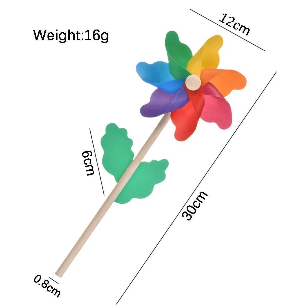 Tuindecoraties 4 stks windmolen plastic 12 cm windmolen tuin inzet houten handgreep tuin gazon tuin voor feest kwekerij buiten decoratie rekwisieten