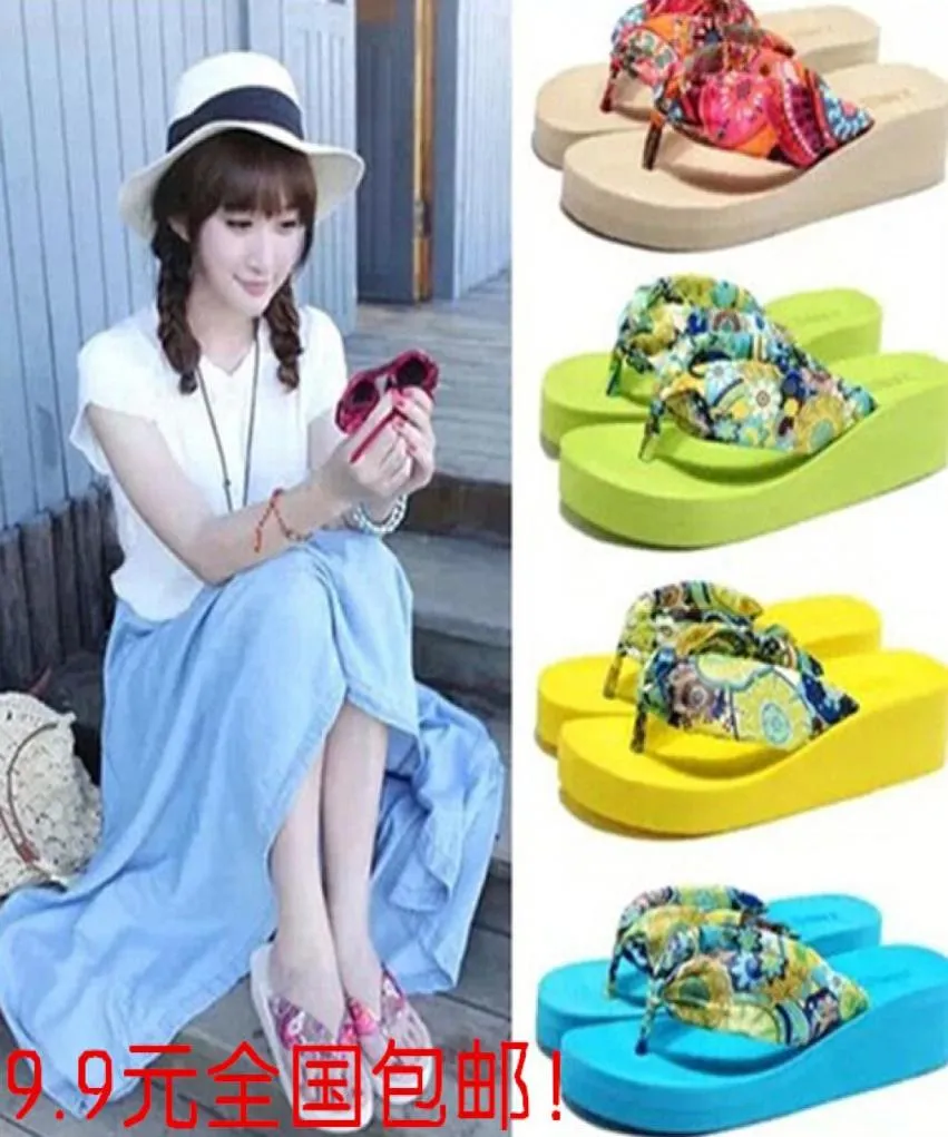 Sprzedawanie 2015 Summer Bohemia Flower Flip Flip Flops Platforma