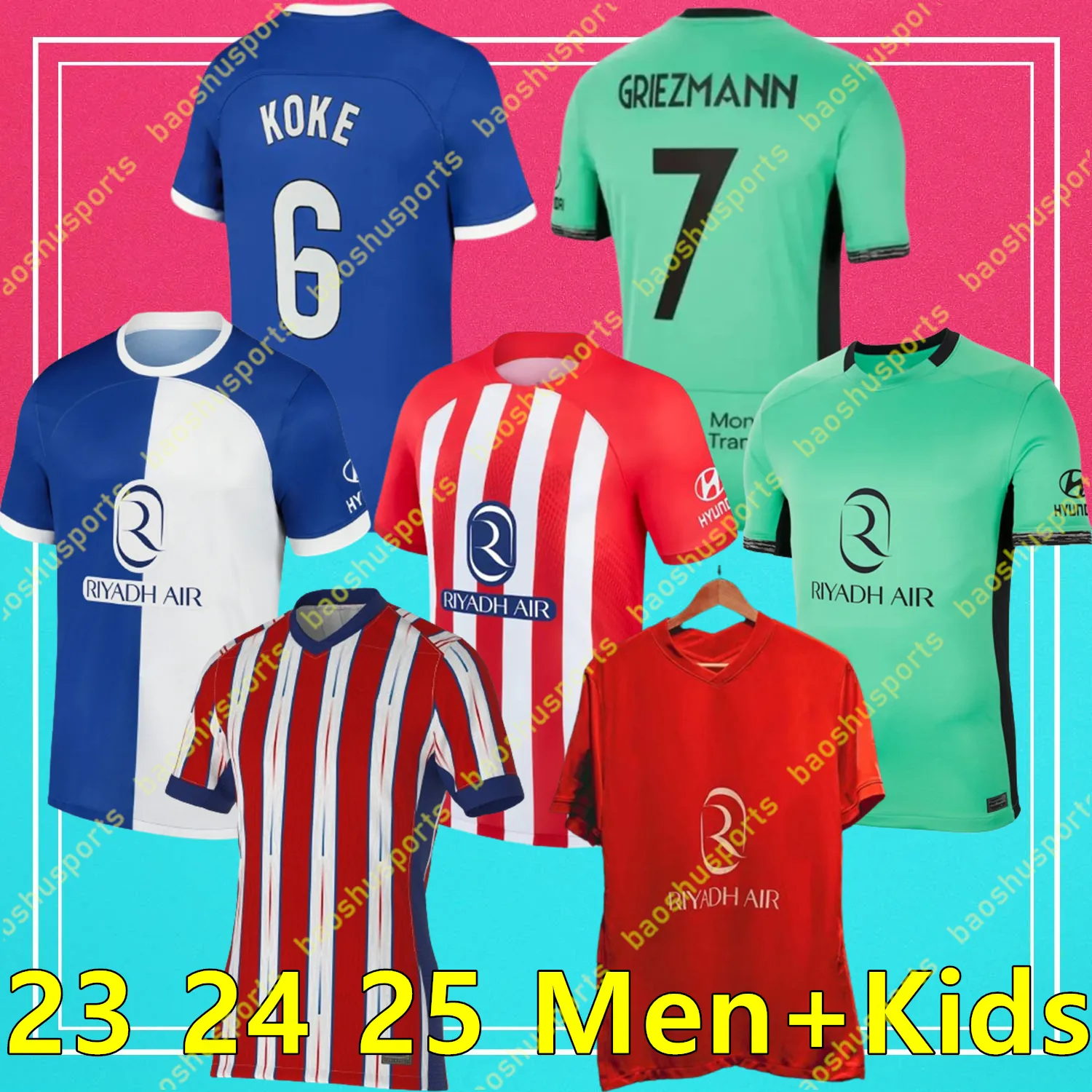 Atletico Madrids soccer jerseys GRIEZMANN 2023 2024 2025 120th anniversary  23 24 25 KOKE SAUL Correa LEMAR football shirt men kids kit sets 