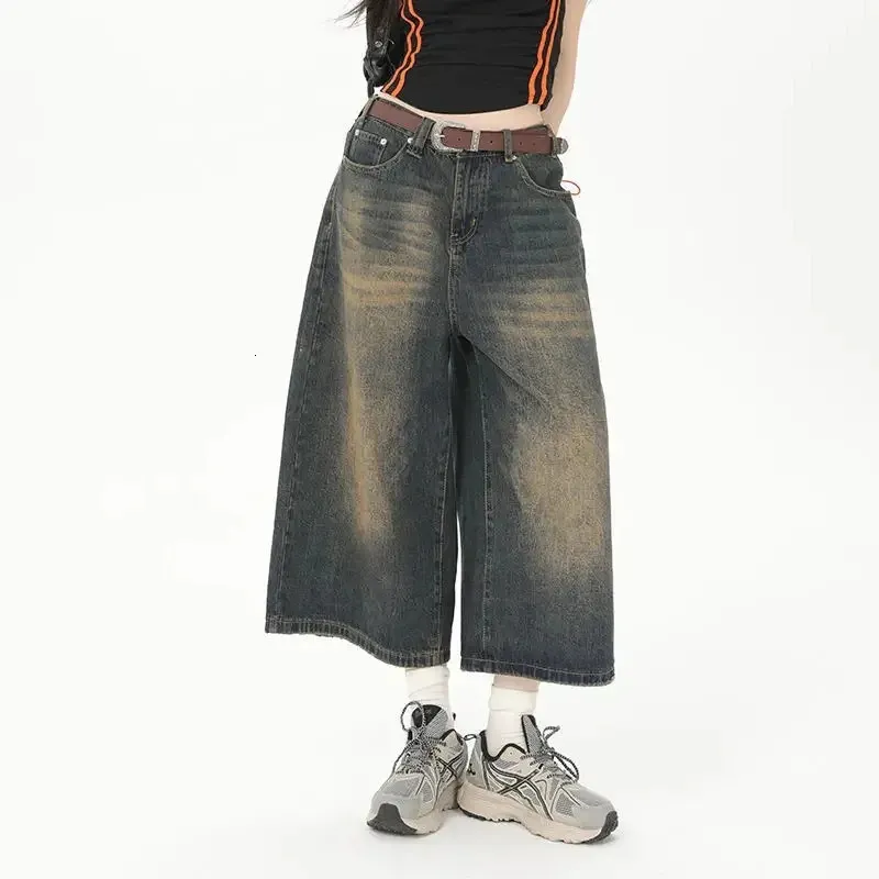 Deeptown Vintage Loose Jorts Jeans Y2K Streetwear Shorts Exclude Serves Denim Pants Fashion الكورية الفضفاضة الجرونج بنطلون الصيف 240426