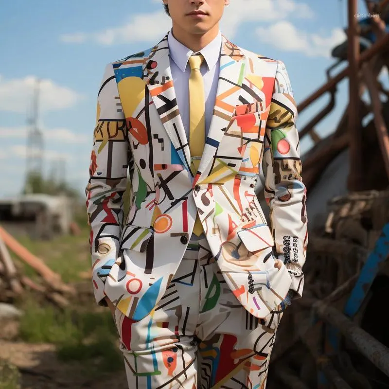Garnitury męskie 2024 mężczyzn 3D Digital Printed Suit cos scena klub nocny błyszcząca fajna wydajność swobodne zakupy szczupłe kwiat plus size sui