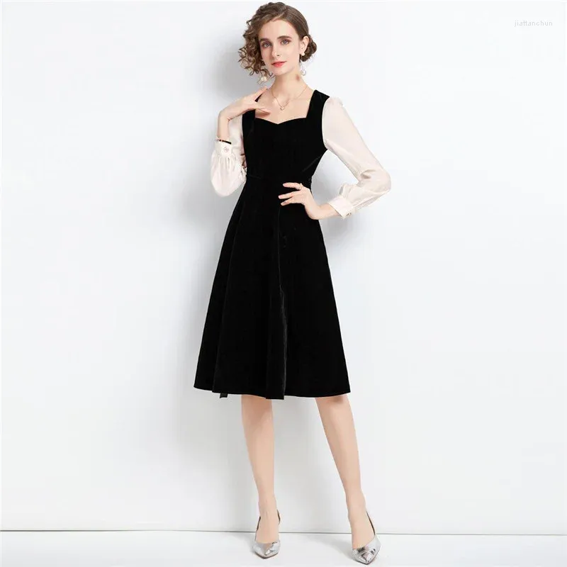 Modest Knee Length Velvet Patchwork Dress French Vintage Style Autumn  Vestidos from Dhgate Basic & Casual Dresses - price 59.96