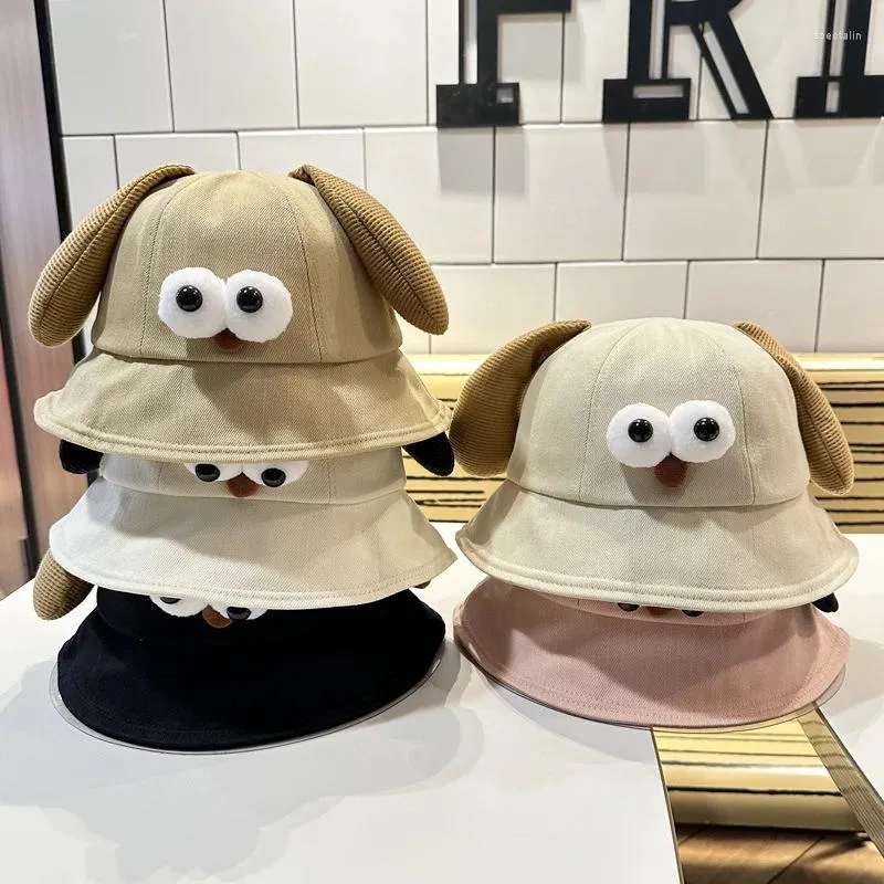 Bérets 2024 dessin animé chapeaux de seau de chien mignon avec des capuchons de pêche du chapeau de soleil léger pliables d'été pour femmes adolescents adultes adultes