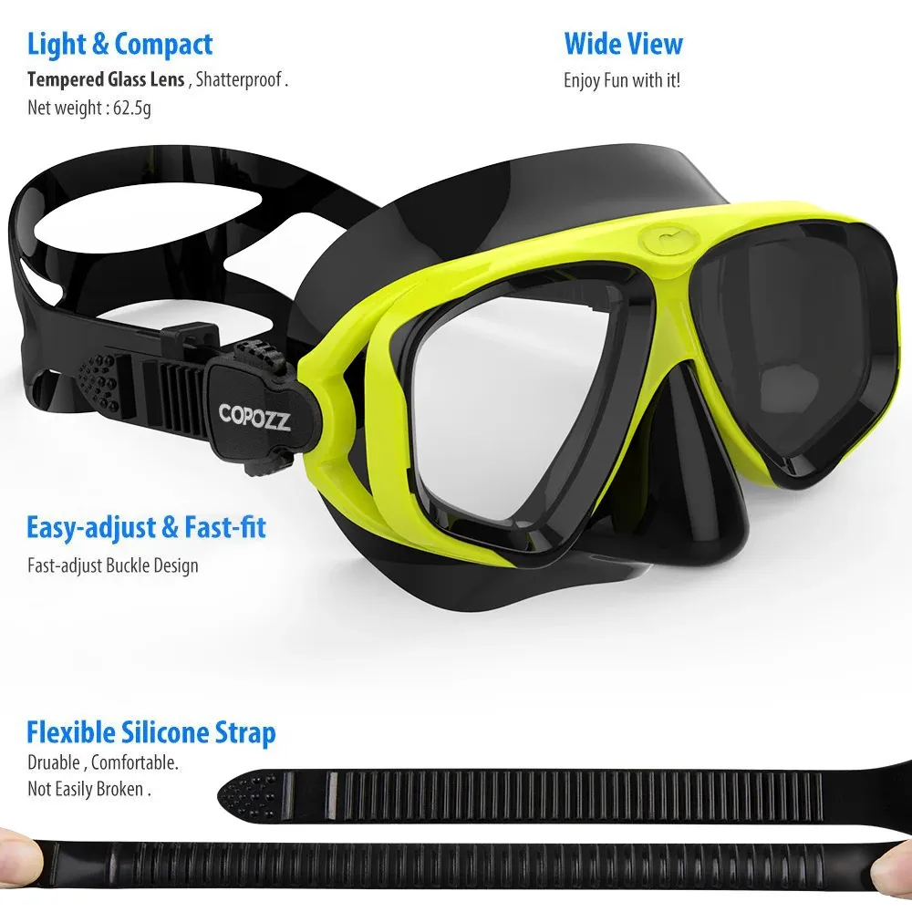 Maschera per immersioni per immersioni professionali di CopOzz senza fogging Snorkeling SCUBA DEVE SEAL SEEL IMPIVIZIONE MASCHIO DI GLOGGI GLOGLI GOGGLES UOMINI DONNE DONNE 240422