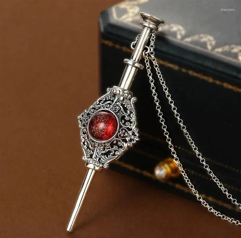 Pendant Necklaces Gothic Witch Necklace Women Men Vintage Blood Pack Removable Wand Neckchain Cosplay Jewelry Gift