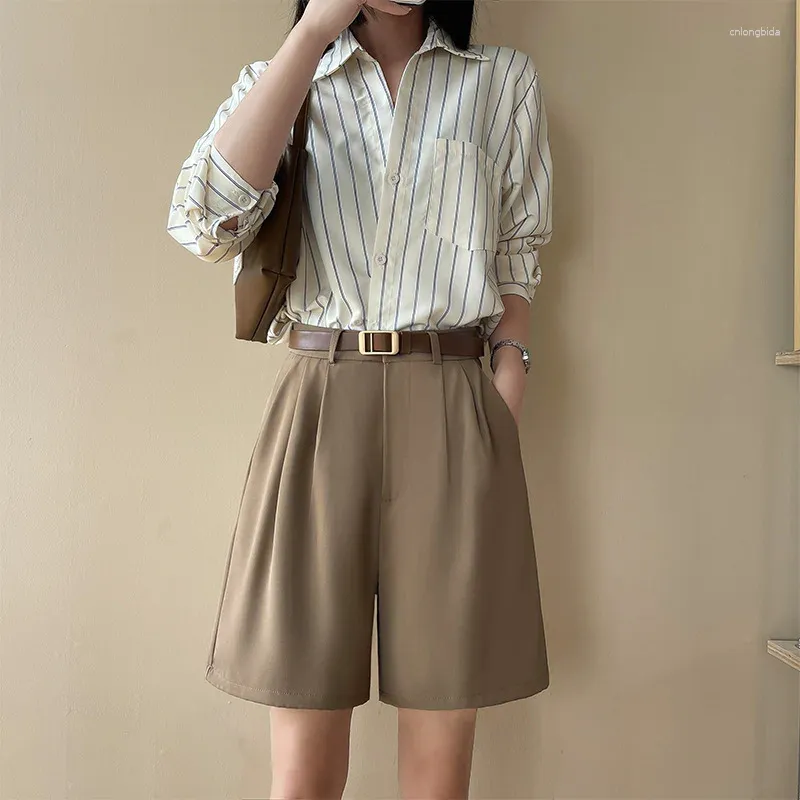 Женские шорты Женщины весна лето повседневная высокая талия A-line Loase Wick Leg Lady Lady Khaki Suit 6 Colors NS5855
