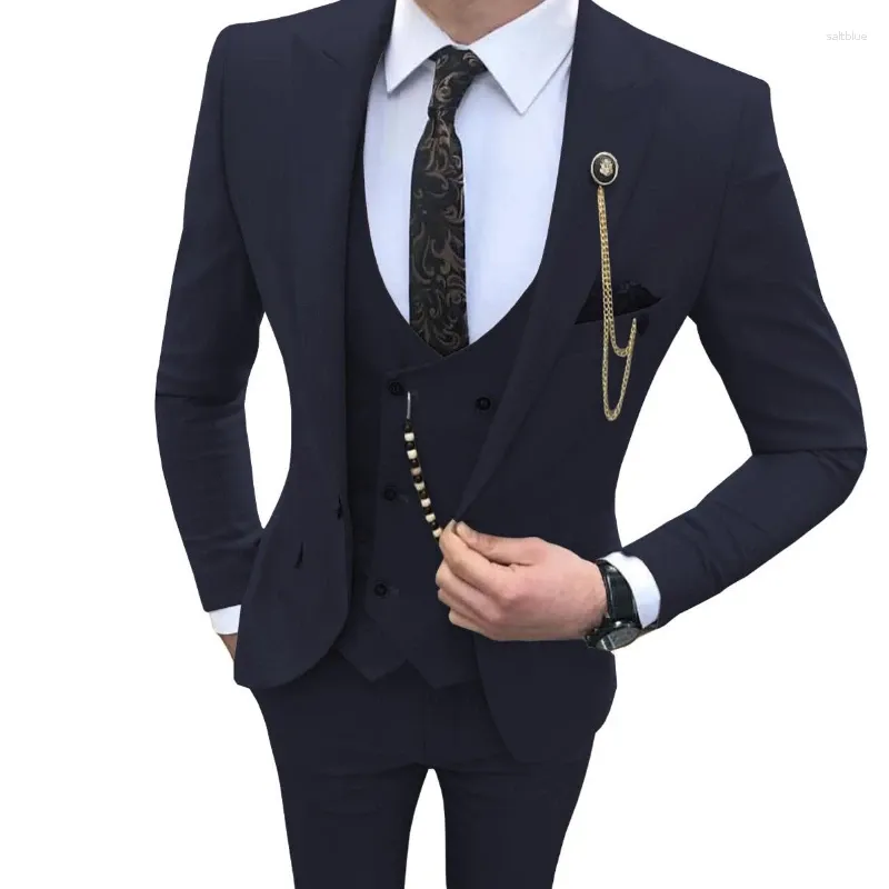 Abiti maschili Ultimo design blu navy blu smoking smoking abito silm set formale business fumatori abito da ballo maschio blazer with pantalone