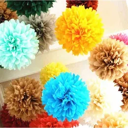 Faux Floral Greenery 28Colors 4inch (10cm) Small Size Tissue Paper Pom Flower Rose Ball Hanging Wedding Party Decorations 10 pcs x0806