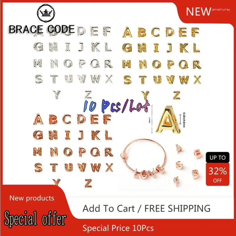 Charms 10st/Lot 26 Letters Diy Women Armband Accessories Beads English Capital A-Z Children's Gifts Partihandel