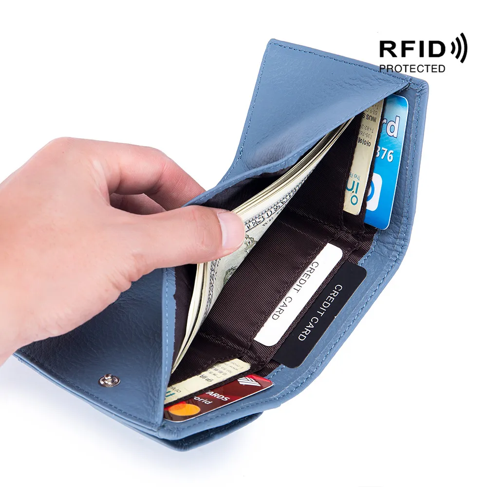 Kleine Brieftasche für Frauen echtes Leder japanischer Stoff im japanischen Stoff Rfid Coin Bag Wallet Außenhandel Frauen Mini -Brieftasche Kurztasche