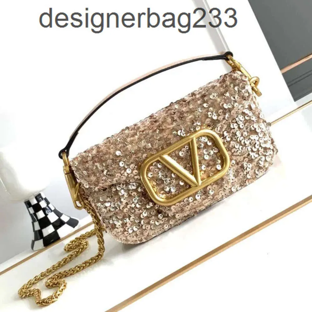 Vierkante portemonnee tas modieuze designer goederen ketting valeenttino lederen tassen kralen kruisen kleine glanzende dames pailletten high-end diagonaal stokbrood bc6m