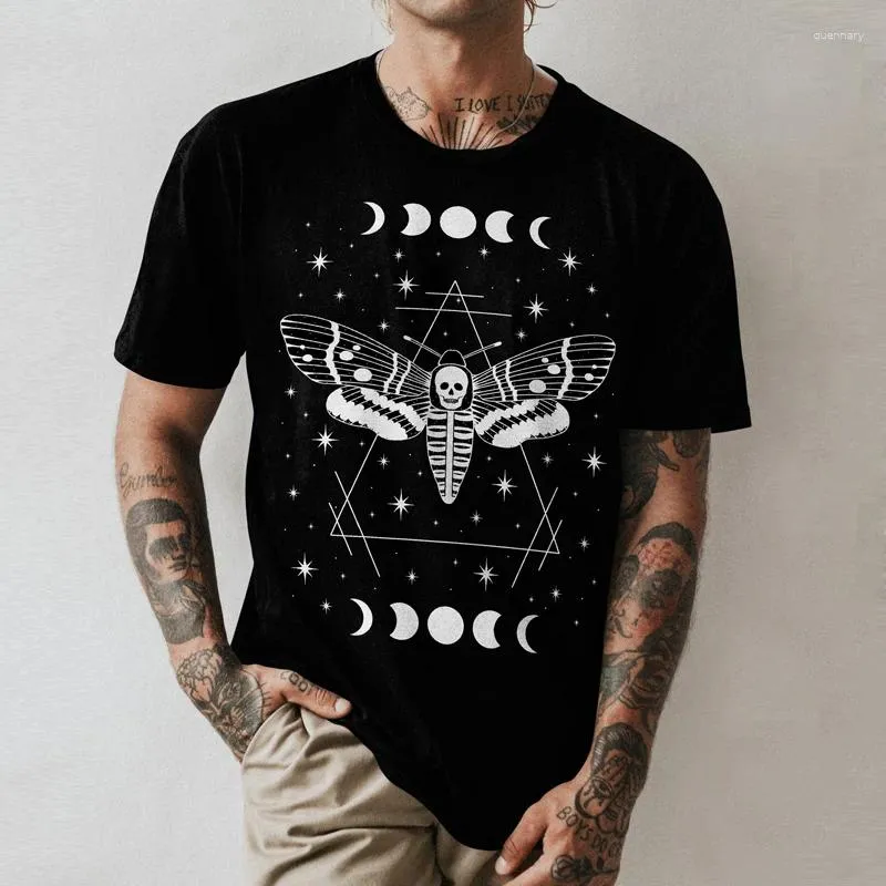 Dames t shirts gotisch deathhead motten shirt esthetische heks occulte goth t -shirt hemelse maanfasen mystieke tops tees