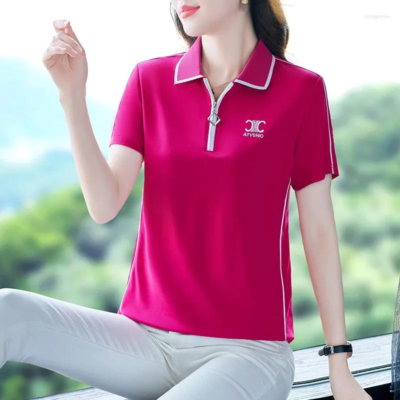 Women's Polos Summer Polo Shirt Short Sleeve T-shirt Shirts Top Pulovers Oversize Basic T-shirts Luxury Woman Lady Tops Tees